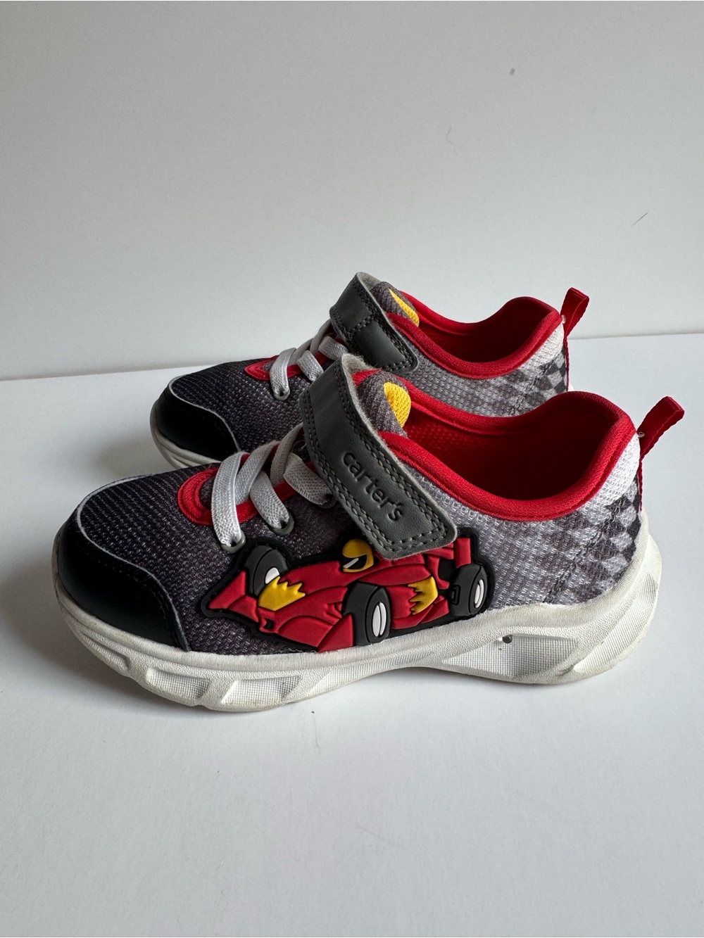 Carter's Gray & Red Race Car Slip-On and Light-up Sneakers
